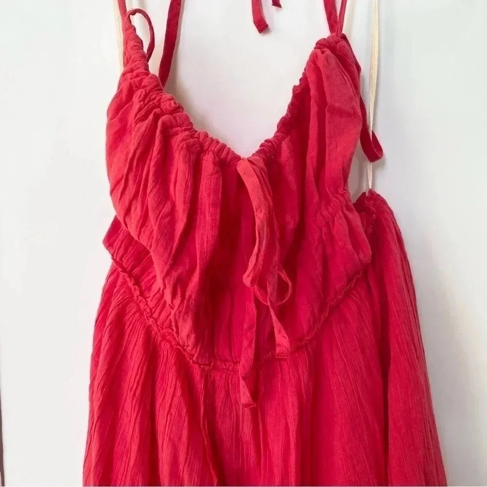 NWT Free People Taking Sides Maxi Dress in Red Roses Medium